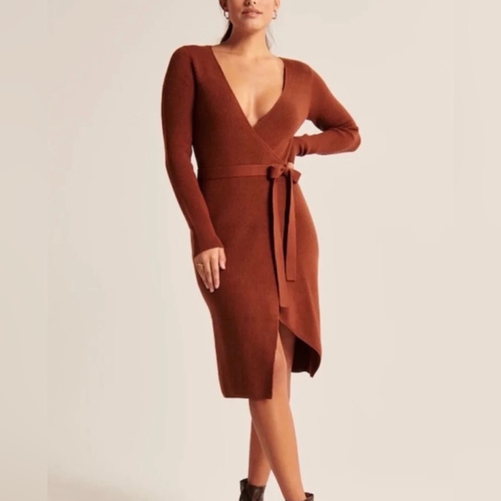 NWT Abercrombie & Fitch Wrap Midi Sweater Dress
